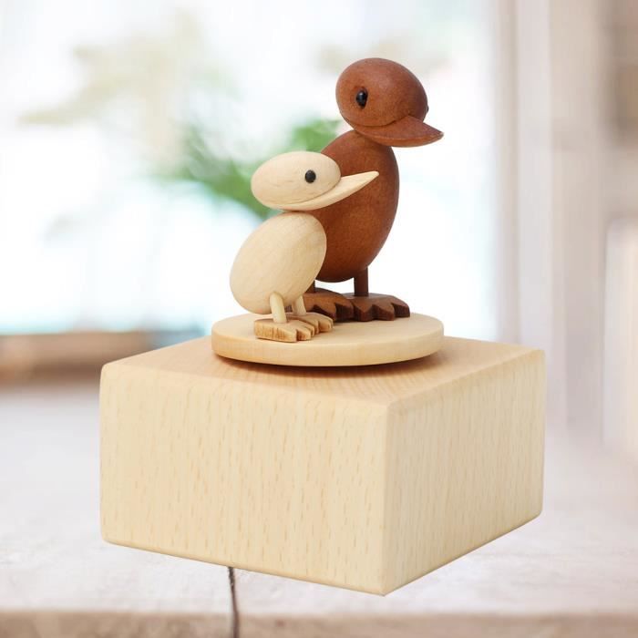 Boîte à Musique En Bois Sculpté à La Main - Mélodies Classiques, 8x8x8.5 Cm, Décoration Enfant Ou Adulte - 9