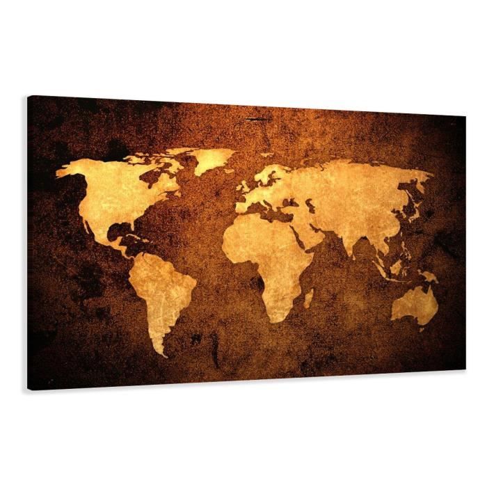 murando120x80cm Carte du monde pour mettre des punaises & Tableau sur toile Panneau de fibres de bois tableau daffichage pour mettre des notes Continent Geographie Europa k-A-0136-v-a 