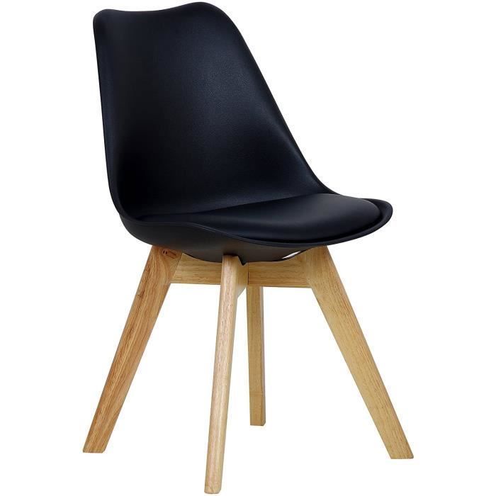 WOLTU Chaise de Cuisine Assise en Similicuir Chaise Salle à Manger avec dossier Plastique et pieds en BoisNoir