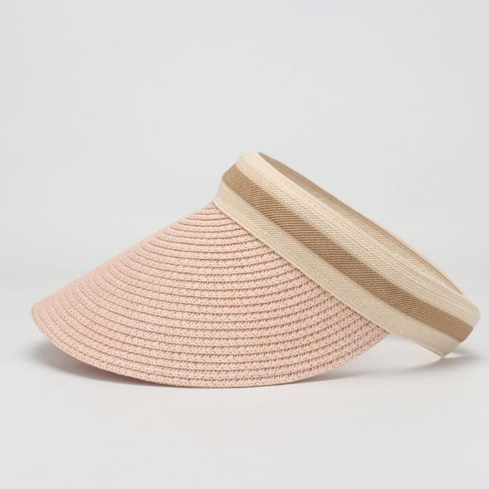 KUMSODE Casquette Visière Paille Femme – Chapeau Soleil UPF 50+ Bord Large – Réglable Plage & Vacances – Beige & Kaki