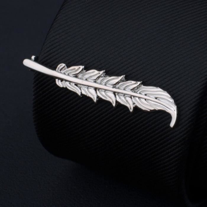 Barre à Cravate Homme Acier Inoxydable Platine Émail Noir - Moderne & Unique - Cadeau