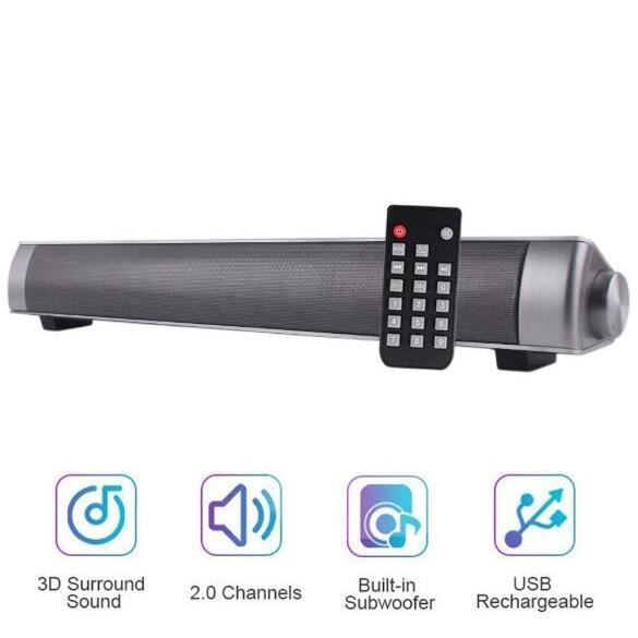 etc. Smartphone Barre de Son TV sans Fil Bluetooth 5.0 Portable Enceintes Soundbar Cinéma Maison Stéréo 3D avec Télécommande pour TV Barre de Son Bluetooth PC Tablette 