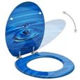 6071Maison|Abattant WC Siège de toilette avec couvercle Deluxe,Assemblage Facile Cuvette WC MDF Bleu Gouttes d'eau-1