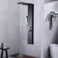 YUENFONG Panneau de douche en acier inoxydable brossé avec douche à effet pluie, colonne de douche pour salle de bain, Noir-1