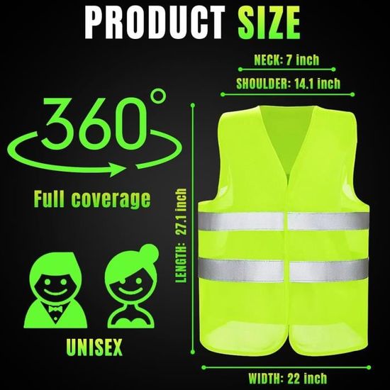 Lntyq Adulte Gilet Fluorescent De Sécurité Durable Veste, Haute Sans Manche Visibilite Reflechissant10 Pcs 85656802
