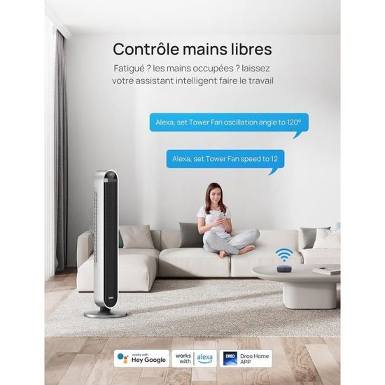Dreo Pilot Max Smart Wifi Ventilateur Colonne Avec Commande Vocale, Fonctionne Avec Alexa, Contrôle App, Ventilateur Silencie[F715] - Bricolage