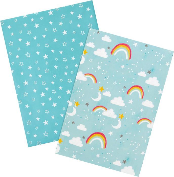 Lot 4 Feuilles Papier Cadeau Bébé Requin Cartoon - 50x70 Cm - Garçon & Fille - Anniversaire & Prénatal