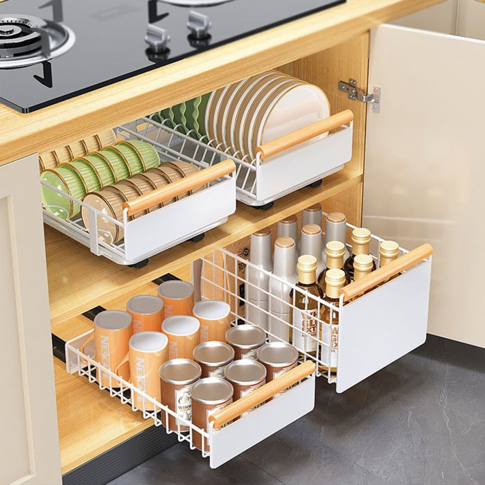 Organisateur Coulissant 2 Niveaux Sous Évier – Rangement Malin Cuisine & Salle De Bain En Acier Noir Mat