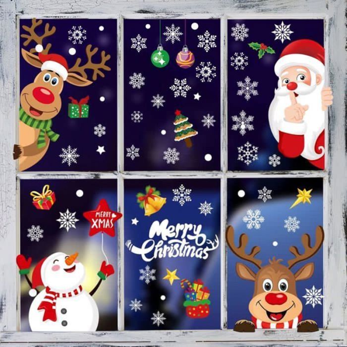 Feuilles D'autocollants Réutilisables Pour Fenêtre De Noël Doré