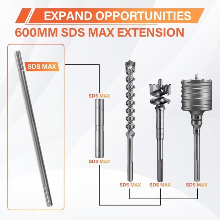 Sds Max Rallonge Rallonge de Perçage SDS Max 1000 mm - Tige SDS Max pour Foret ou Burin ...