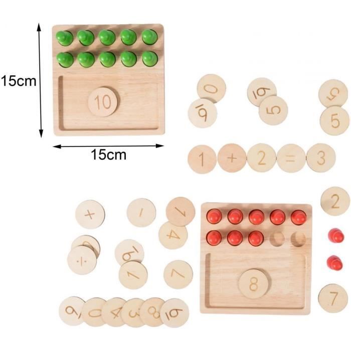 planche de cubes mathématiques en bois, 1 à 100 nombres consécutifs, compteurs mathématiques de cube de liaison, pour les enfants de la maternelle, activités d'apprentissage avec sac de rangement