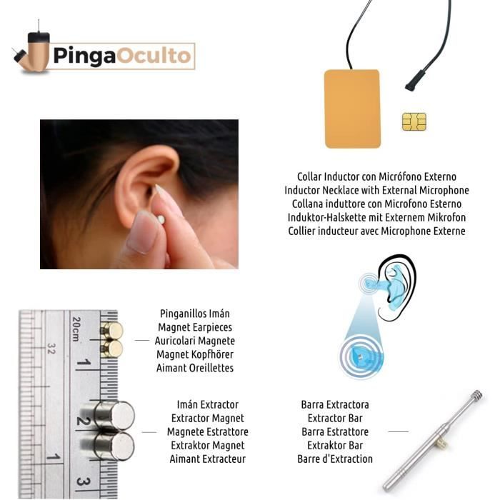 PingaOculto Pinganillo pour examens Aimant V6 gsm Mobile Cache