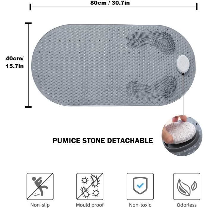 Tapis De Bain Antidérapant, Rectangulaire 80 X 40 Cm, En Loofah, Avec Drainage, Pour Sols Humides Gris 98354717 - 5