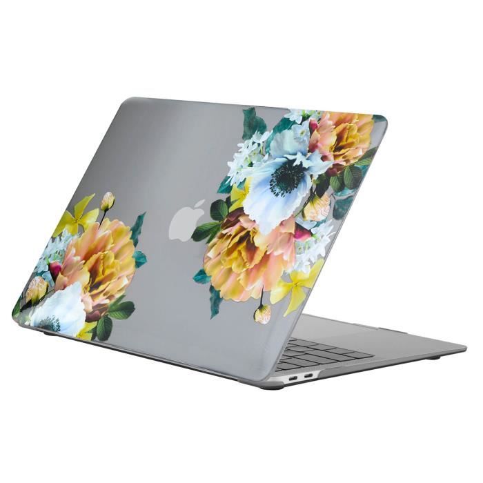 Coque de protection AVIZAR MacBook Air 13 2018 Design Fleurs Noir Resistante Antiderapante Cdiscount Informatique