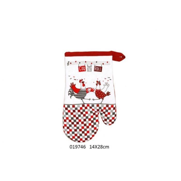 Ensemble de gant de cuisine et manique en coton rouge - Torchons, gants , maniques - Décomania