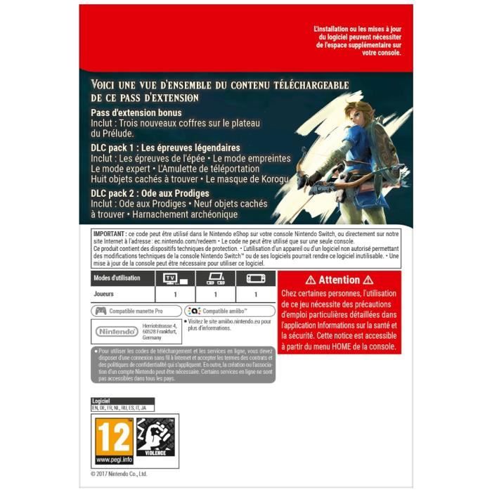 DLC Pass d'Extension pour The Legend of Zelda Breath of the Wild