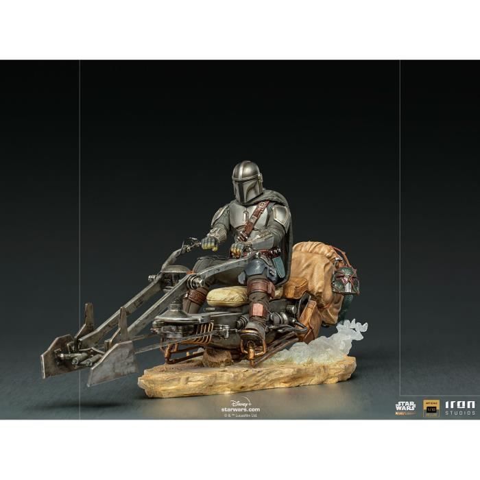 Statue Iron Studios IG-11 Avec Enfant Et Speeder Bike 1:10 - Le Mandalorien, Produit De Collection BDS