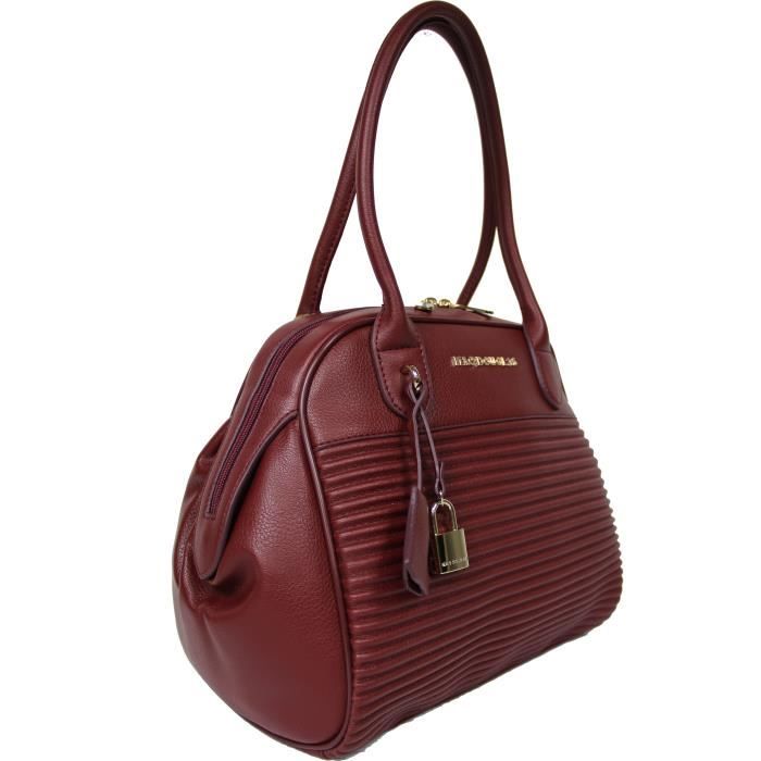 Sac a main Mac Douglas FRENESIE RYMEL Taille M Matelasse horizontal Aubergine Violet Aubergine Cdiscount Bagagerie Maroquinerie