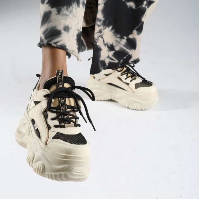 Baskets femme BUFFALO Blader Matcha Vegan Noir/Beige