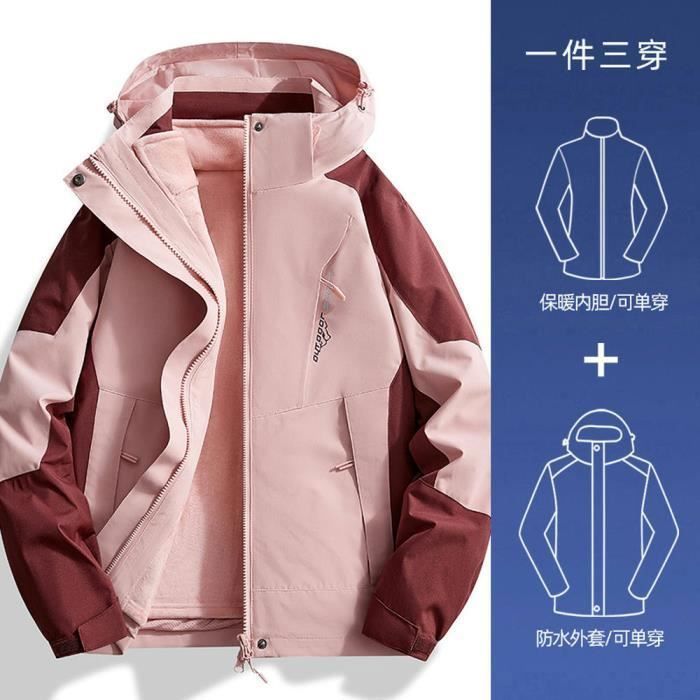 Veste Ski 3 En 1 Homme - Imperméable, Respirante, Avec Doublure Polaire Amovible - Pour Randonnée Hiver