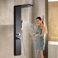 YUENFONG Panneau de douche en acier inoxydable brossé avec douche à effet pluie, colonne de douche pour salle de bain, Noir-2