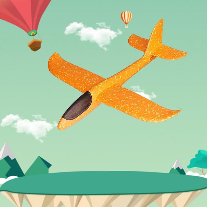 Planeur En Polystyrène XXL – Avion Mousse Sans Moteur – 48x48x12 Cm – Jouet Volant Extérieur Pour Enfant Et Débutant
