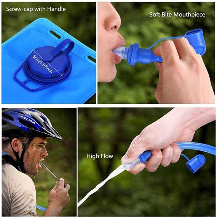 Poche D'Hydratation YNPQTDS 2L - Réservoir D'Eau Pour Sac à Dos, Randonnée, Vélo, Course, Escalade - Large Ouverture, Matériau Alimentaire, Échelle Visible