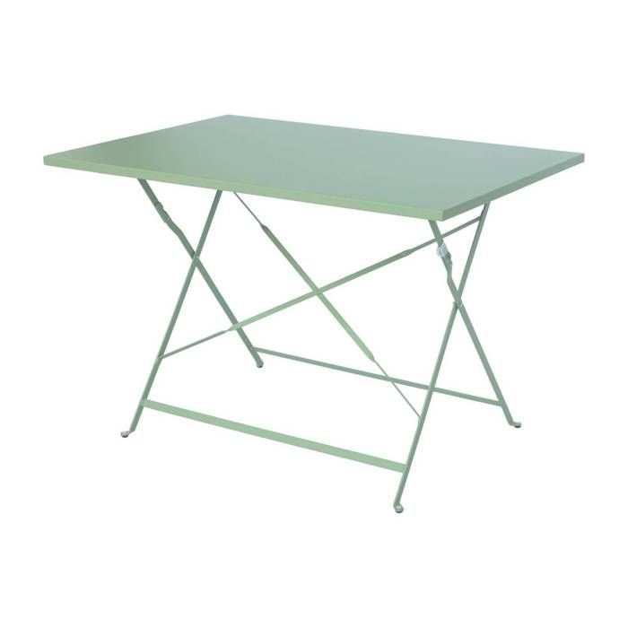 Set Salon De Jardin Bistro Table + 2 Chaises Acier Vert Citron - Pliable, Style Moderne, Neuf
