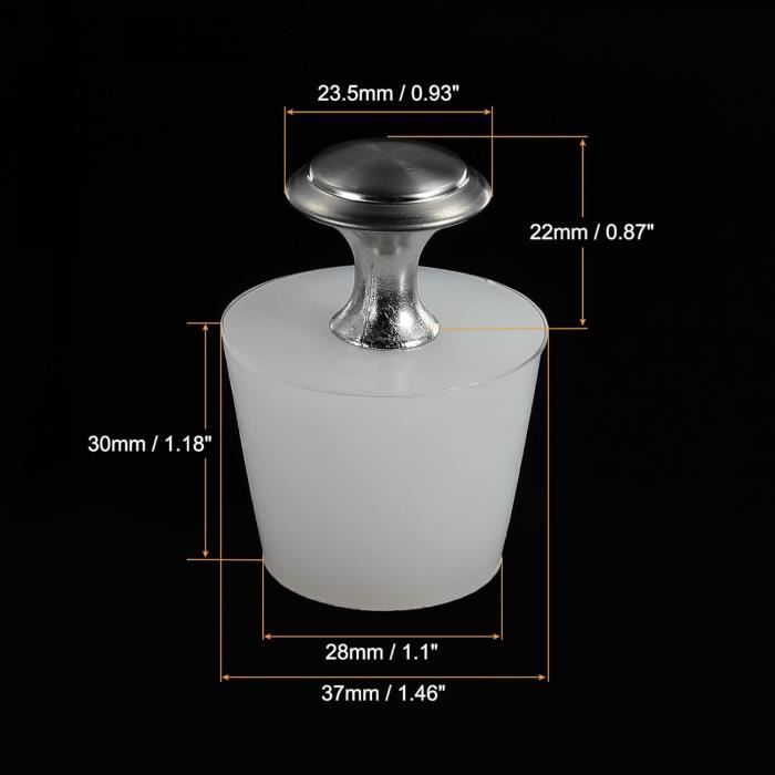 Lot 4 Bouchons Caoutchouc Coniques 25.5mm - Pour Laboratoire, Diamètre 22-27mm
