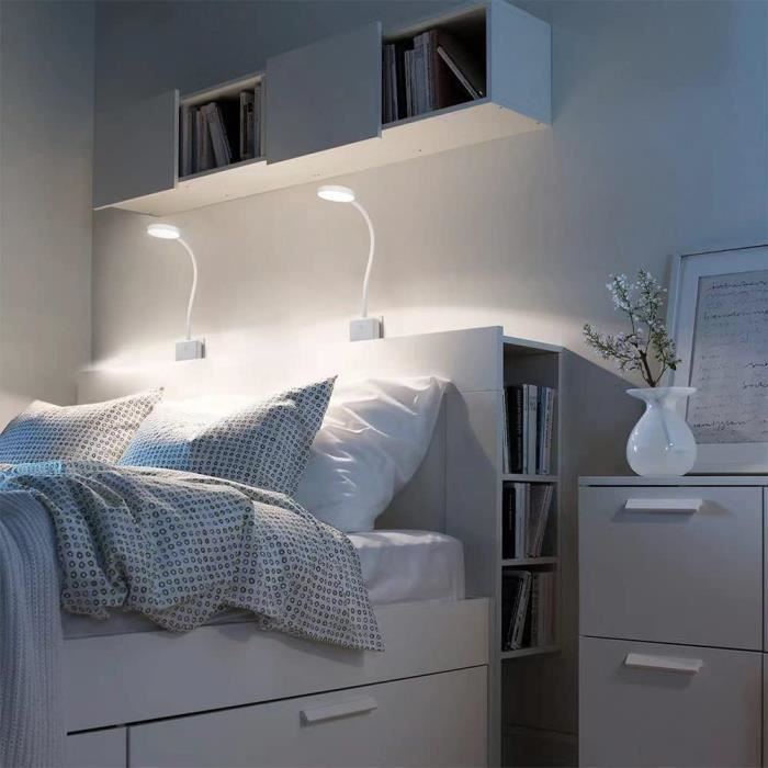 Applique Murale LED Orientable - 2 Pièces, Interrupteur Intégré, 3 Couleurs & Intensité Réglable - Parfaite Pour La Lecture Au Lit, Salon, Camping