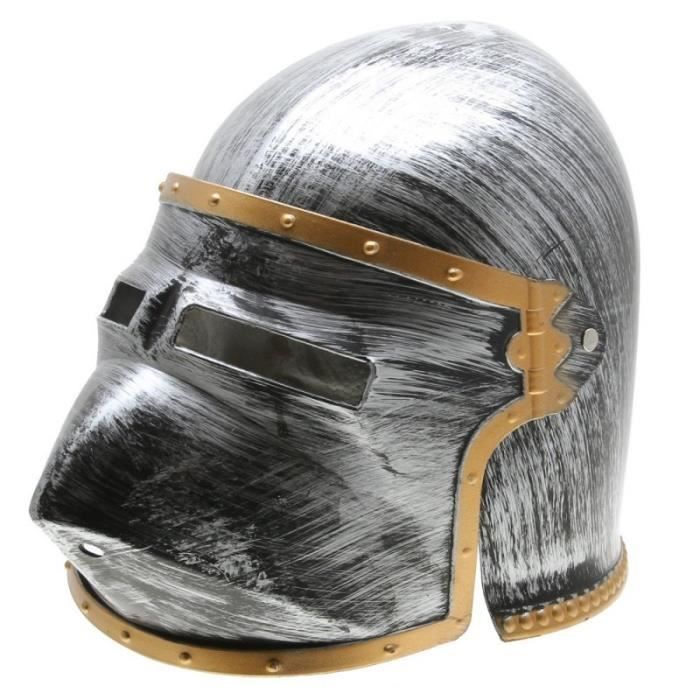 Casque médiéval bassinet à bec de passereaux et ventail grillagé à