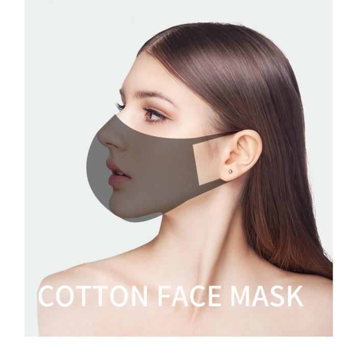 5 pcs Masque pour la bouche et le nez adulte en coton anti-poussière  réutilisable et lavable unisex NOIR