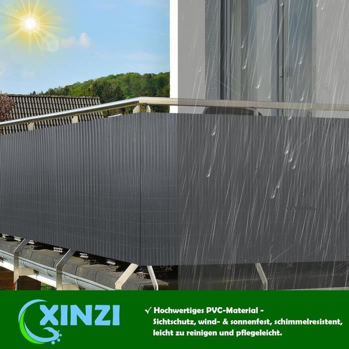 ACUY Brisé Vue Balcon 100x600cm, Opaque Aux Intempéries Brise Vue Terrasse HDPE Pour Balcon Jardin