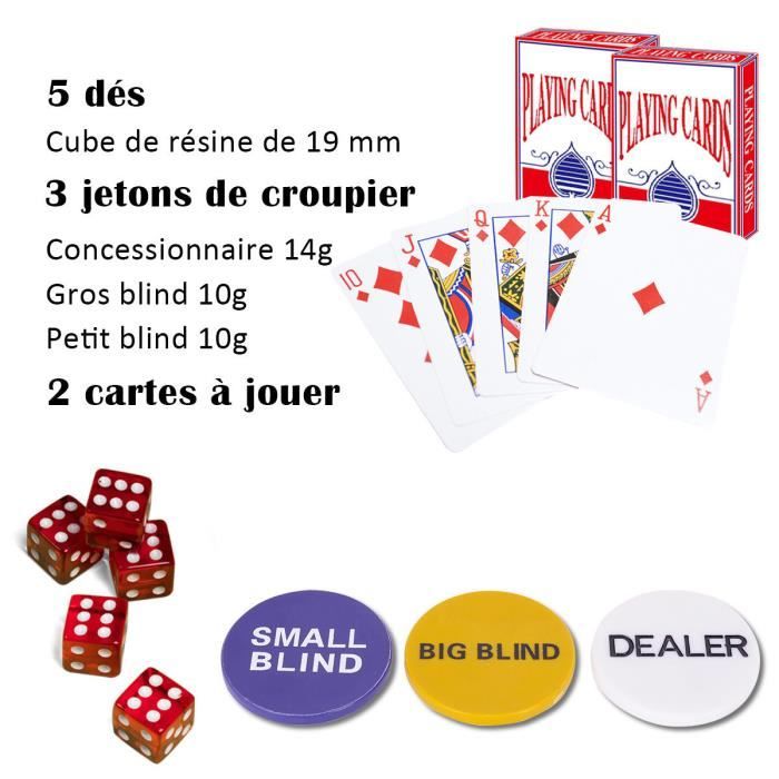 COSTWAY – Mallette De Poker Avec 500 Jetons, 2 Jeux De Cartes, 5 Dés, Bouton Dealer, Tapis Velours – Boîtier Aluminium Pour Texas Holdem