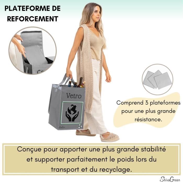 NYIKA Sac Tri Selectif Avec Bouchon - Bac De Recyclage Pliable Résistant Pour Maison Bureau Et Magasin
