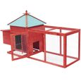 &Queen2584Excellent qualité Clapier d'extérieur Cage pour animaux Enclos - Cabane Lapin Animaux Grand Poulailler avec nichoir Rouge-3