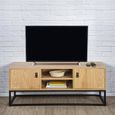 Meuble TV design bois et métal Abbott - L. 117 x H. 48 cm - Noir-3