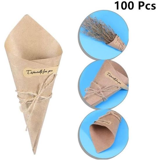 50 Cônes En Papier Kraft Vintage - Parfaits Pour Mariages, Bonbons Et Décoration événementielle