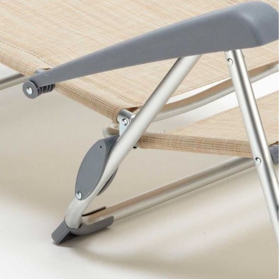 Chaise Transat De Plage Pliante Avec Accoudoirs Mer Aluminium