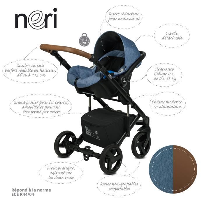 Poussette Trio 3 en 1 Neri Denim Landau poussette promenade siege auto Groupe 0 Avec ses accessoires. Cdiscount Puericulture Eveil bebe
