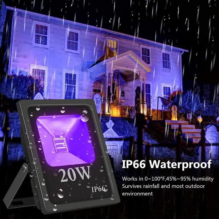 Projecteur UV LED 20W, Lumière Noire IP66 Imperméable, Lampe LED  Ultraviolet, Eclairage à Effet pour Aquarium, Soirée, Peinture Fl