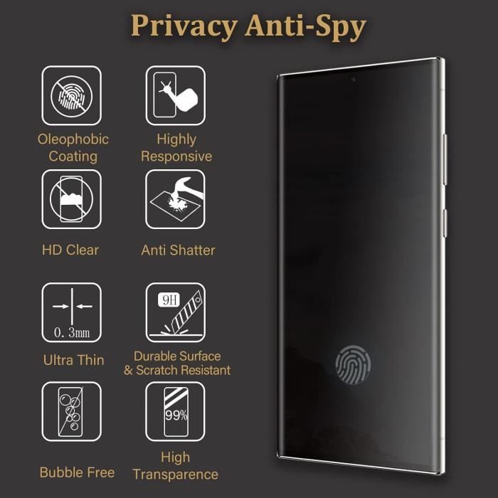Verre Trempe Anti-espion Complet pour Samsung Galaxy S23 Ultra - Kamalion ,  Accessoires et Coques Mobiles