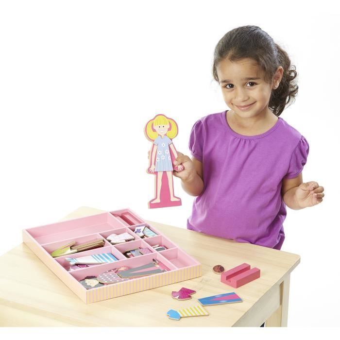 MELISSA DOUG Poupees A Vetements Magnetiques En Bois Abby Emma Cdiscount Jeux Jouets