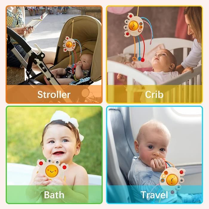 Oderra Montessori Bebe 1 2 Ans, Sensoriels Corde à Tirer Poulpe, Jouets de Voyage et de Dentition, Motricité Fine pour Bébés, Cadeau d'anniversaire pour Garçons Filles : : Jeux et Jouets