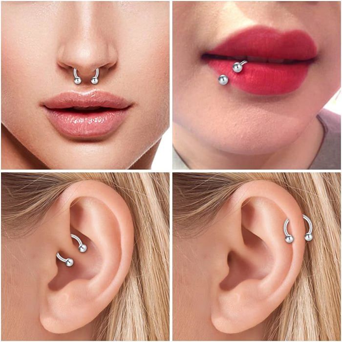 Lot De 5 Piercings De Nez Diamday En Acier Chirurgical 18G - Anneaux à Cliquet Avec Zircons, 8-10mm