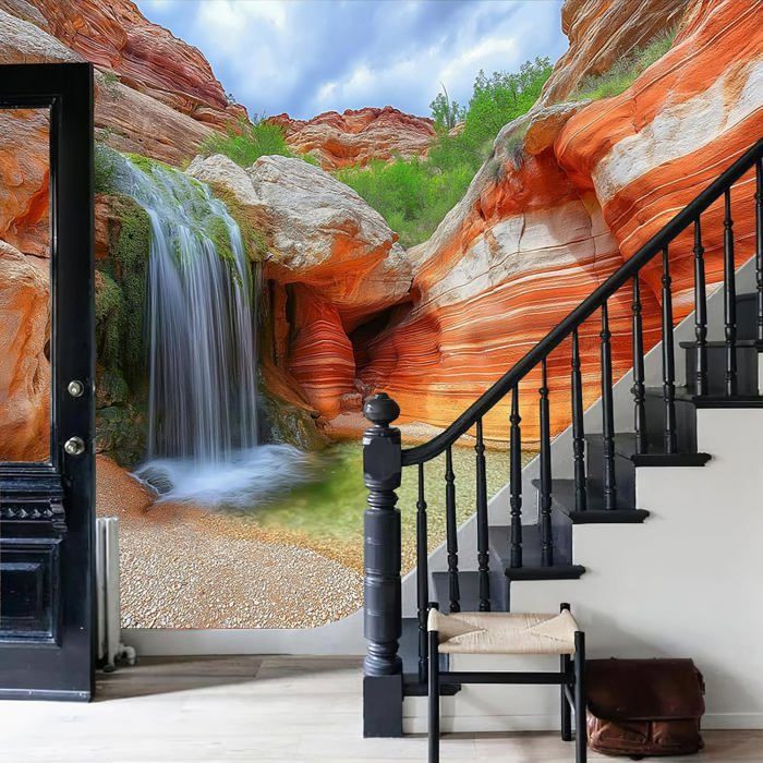 Papier Peint Panoramique Soie Taille Fresque Murale 3D Rochers ...