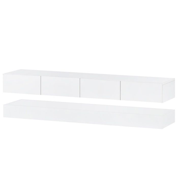 Meuble TV Avec Lumières LED,Banc TV Moderne,Meuble De Rangement Blanc Brillant 120x35x40 Cm212708 90614488