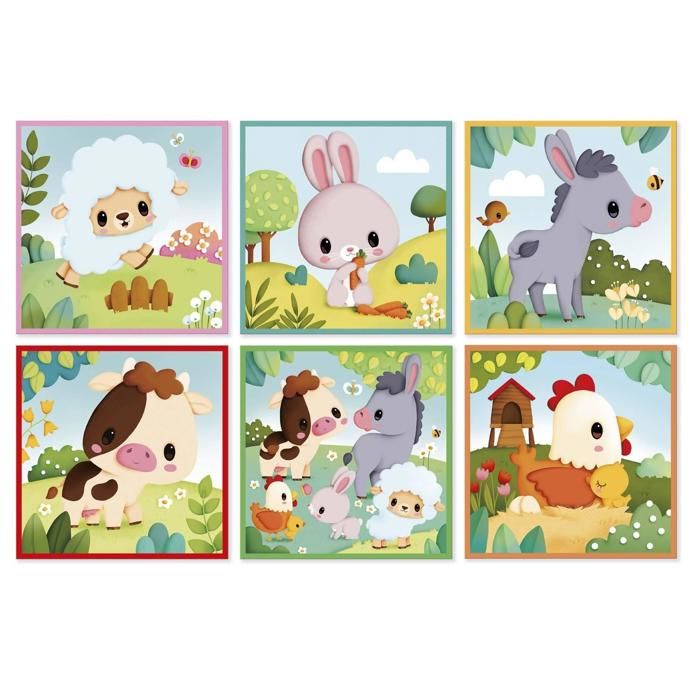 Puzzle Cubes Janod – Ferme – 9 Cubes En Carton FSC, 6 Puzzles Animaux, Dès 2 Ans, Peinture à L’eau