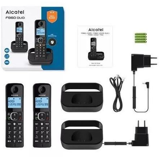 Téléphone Sans Fil Alcatel F860 Duo – Noir – Blocage Appels Indésirables – Neuf