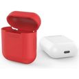 Coque Silicone pour AirPods 2 APPLE Boitier de Charge Grip Housse Protection (ROUGE)-0